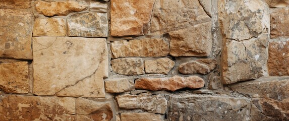 Fototapeta premium Texture reveal of a historic natural stone wall with rustic charm and genuine organic characteristics
