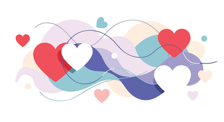 Valentine's Day Modern Romance and Self-Care A Gentle Flow of Love and Personal Well-being with Abstract Hearts and Waves