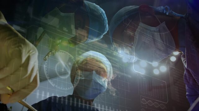 Animation of data processing over diverse surgeons during surgery