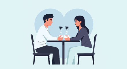 Modern Romance, Valentine's Day, and Self-Care A Couple Holding Hands Over Coffee in a Romantic Setting