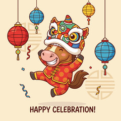 Chinese New Year Horse Zodiac Character Illustration