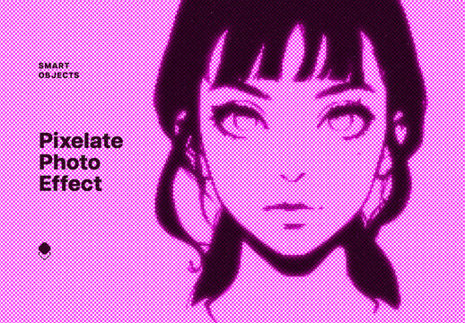 Pixelate Photo Effect Mockup