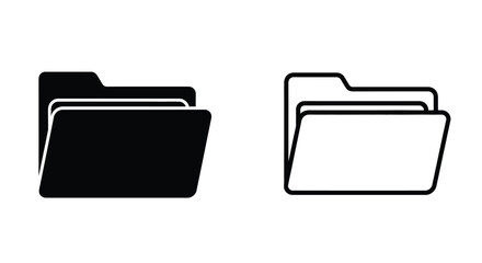 Two folder icons one filled and one outlined simple silhouette