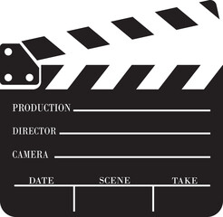 Obraz premium Clapper board film production vector icon for cinema video editing isolated flat design illustration for movie industry set collection group creative media symbol Opened and closed movie clapper.