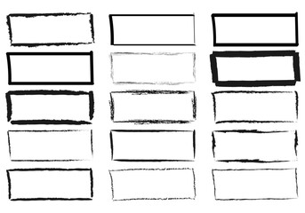 Colecci&oacute;n de marcos rectangulares con bordes de textura grunge y trazos de pincel