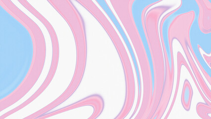 Abstract Clean Liquid Waves Background with Soft Pink and Light Blue Swirls on White