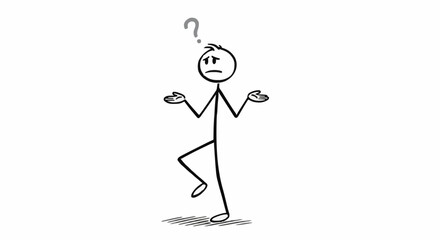 Stick figure person confused with question mark above head.