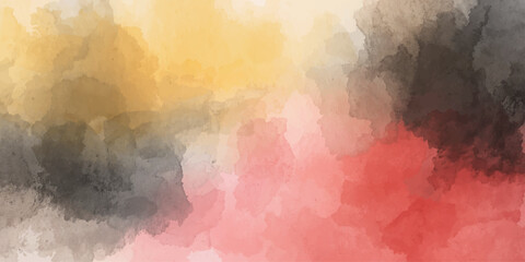 Obraz premium Vibrant abstract watercolor painting featuring fiery orange and red brush strokes on textured vintage paper with a blue smoke pattern and grunge flame design