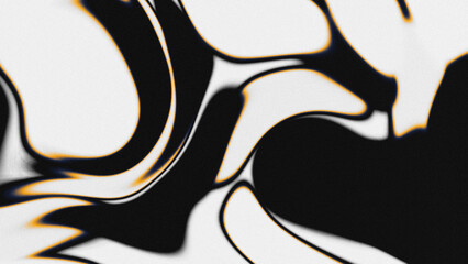 Abstract Black and White Liquid Gradient Background with Grainy Texture and Vibrant Orange Accents