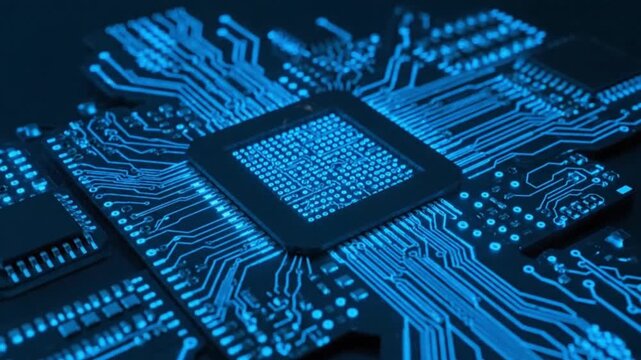 Advanced technology innovation concept with glowing circuits