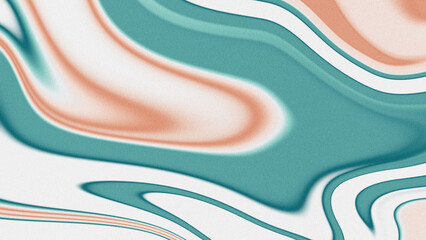 Clean Abstract White Background with Teal and Peach Grainy Liquid Swirls and Soft Texture