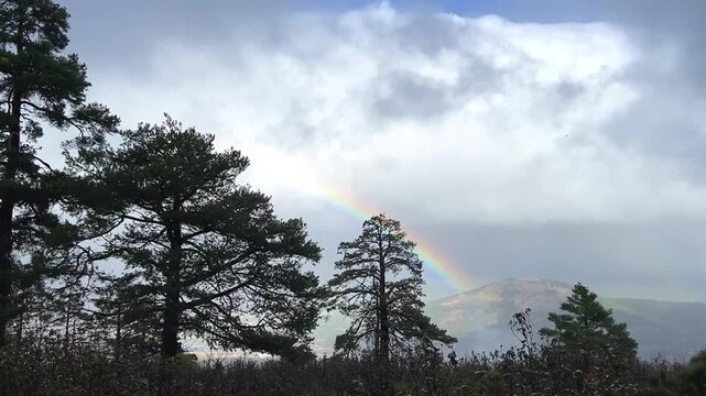 time lag of clouds in the sky and rainbow