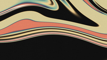 Dark Abstract Background with Iridescent Grainy Liquid Waves and Chromatic Aberration