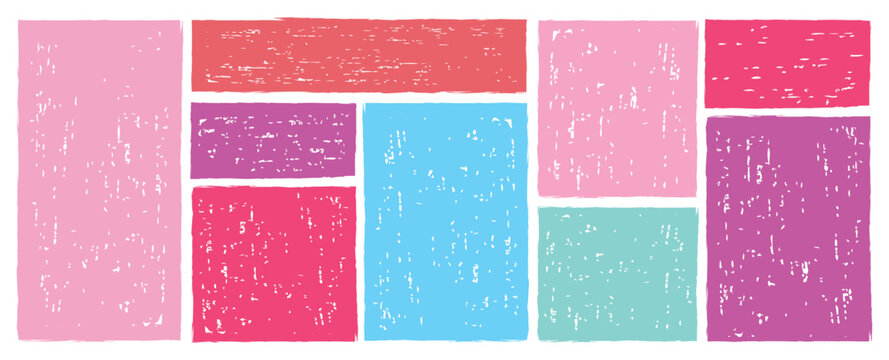 Frame box shape with brush crayon texture. colorful grunge rectangles. Collection of abstract pastel blocks and banners for modern design. Rectangle Brush stroke, grunge box.