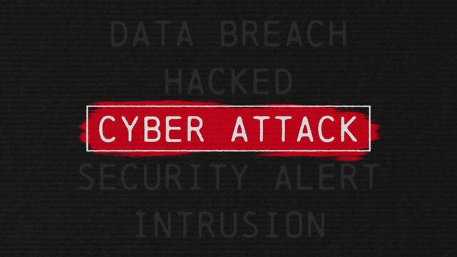 Cyber Attack rolling text with documentary style title animation for news topic trend
