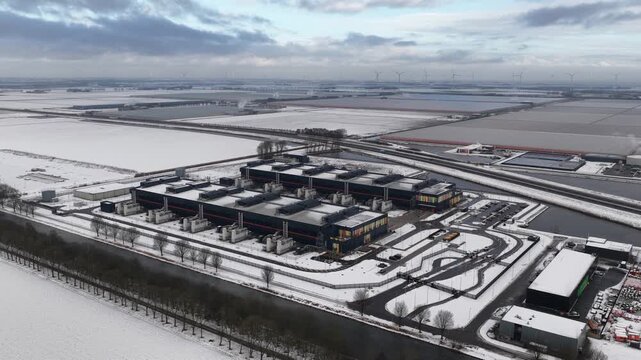 Winter Aerial Hyperscale Datacenters in The Netherlands.