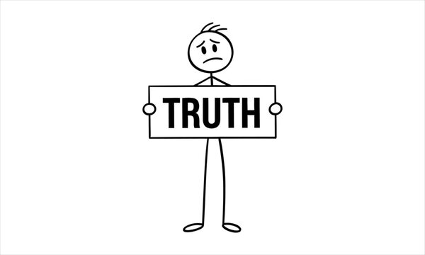 Sad stick figure holding a sign that says 'TRUTH' with a worried expression