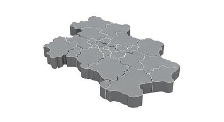 Obraz premium 3D Grey Map of Administrative Divisions