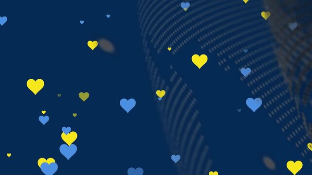 Composition of colourful balloons floating over floating red white parallel cells on black