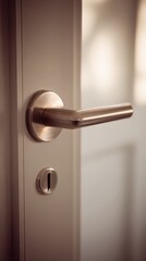 Close up view of a modern door handle and lock mechanism