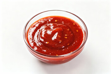 Red Spicy Sauce in Clear Glass Bowl