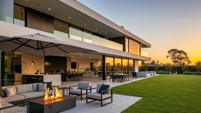 Luxurious Modern House Backyard and Patio 