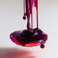 Abstract red liquid dripping with glossy texture and vibrant colors