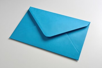 Vibrant blue envelope on light surface with soft shadow