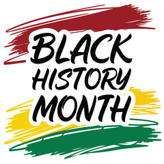A vibrant graphic honoring February as black history month with symbolic Pan-African colors

