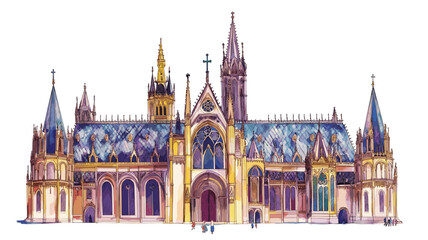 Fototapeta premium Sainte-Chapelle. Sainte-Chapelle watercolor vector illustration
