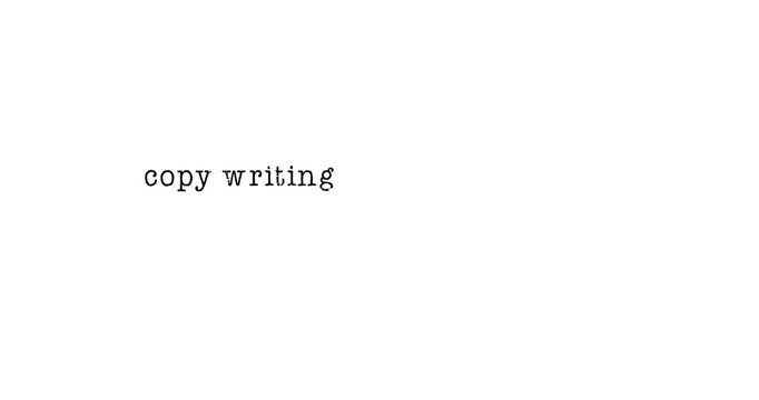 Animation of copy writing text over white background