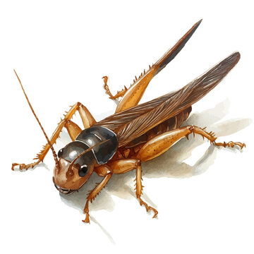 Earwig, illustration watercolor with playful splashes and delicate line details, isolated on a white background.