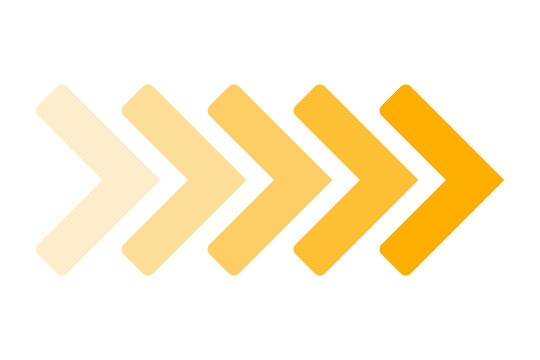 Yellow and Cream Gradient Quadruple Chevron Directional Symbol with Rounded Corners isolated on transparent background chevron arrow yellow cream gradient quadruple forward right move