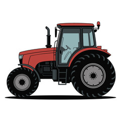Obraz premium red tractor isolated