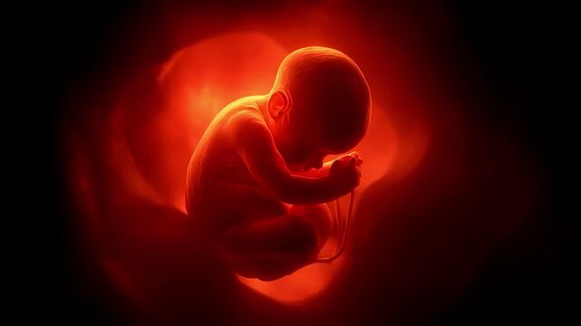 Fetus womb development. In-vitro a human fetus in the womb prior to birth. approx. 12 weeks. Embryo pregnancy ultrasound