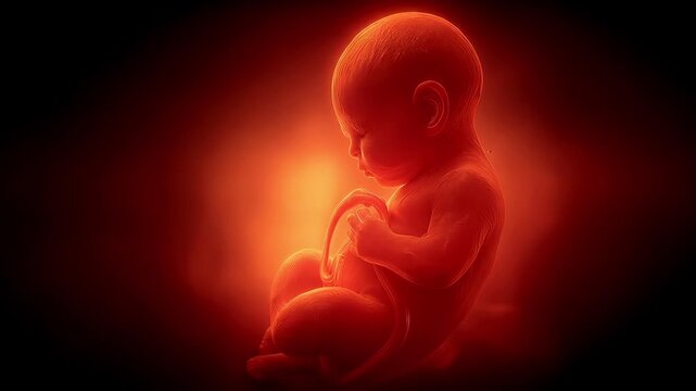 Fetus womb development. In-vitro a human fetus in the womb prior to birth. approx. 12 weeks. Embryo pregnancy ultrasound