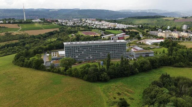 Aerial view of trier university building and campus