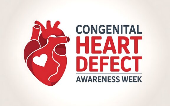Congenital heart defect awareness week red heart icon with profile silhouette inside representing birth defects and cardiac health awareness