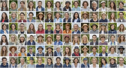 Fototapeta premium Diverse Community of Individuals Engaging in Outdoor Portraits for a Collaborative Project on Unity