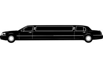 Black Limousine Side View Illustration