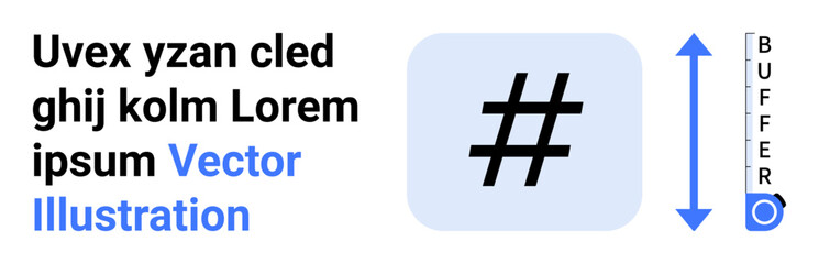 Obraz premium metadata tag symbol, vertical adjustment arrows, placeholder text, and blue highlight. Ideal for social media, marketing, communication, design, branding technology data simple landing page