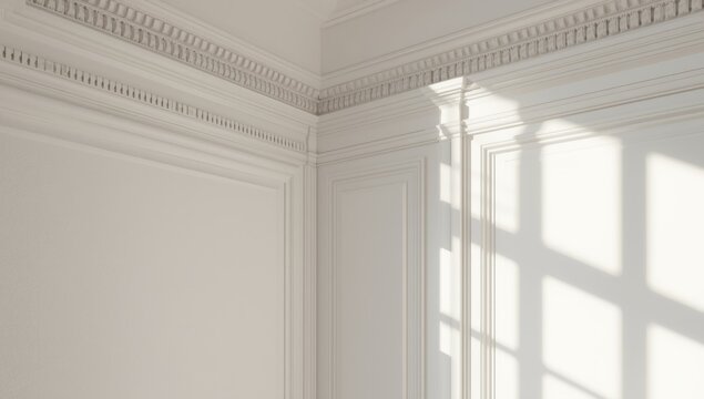 Room featuring ornate moulding on ceiling and walls interior design details, ideal for construction updates