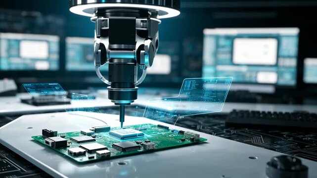 Automated Robotic Arm Precision Assembly of Microchip on PCB