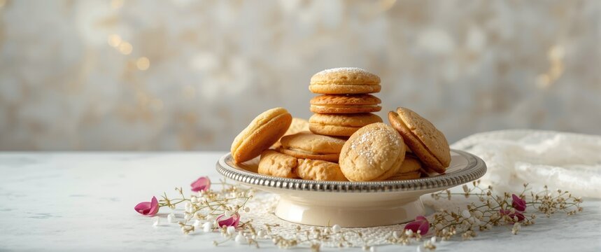 Festive Eid desserts including kahk, biscuits, and sable cookies