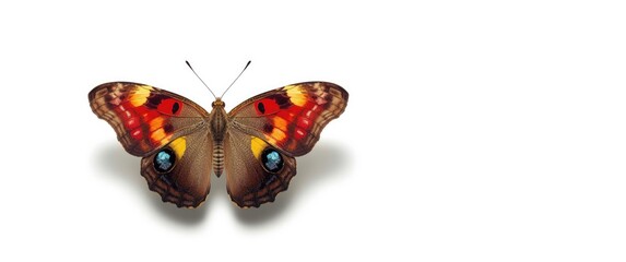 Fototapeta premium Beautiful Cambodian Junglequeen Butterfly (Stichophthalma howqua) in process color isolated on white