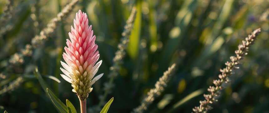 Pink and white Celosia flower, cockscomb, Anise hyssop celosia, flamingo feather bloom