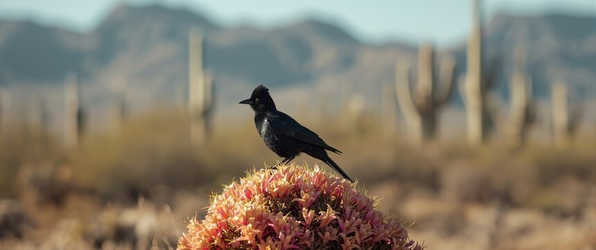 Arizona's Sonoran Desert: Phainopepla on a desert bush