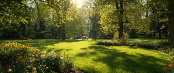 Obraz premium Sunshine garden during a bright sunny day