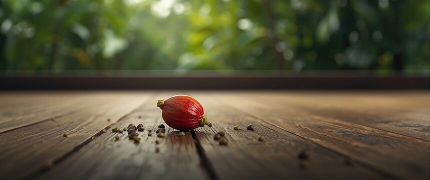 Red betel nut from Betel palm fruit dropping to the ground