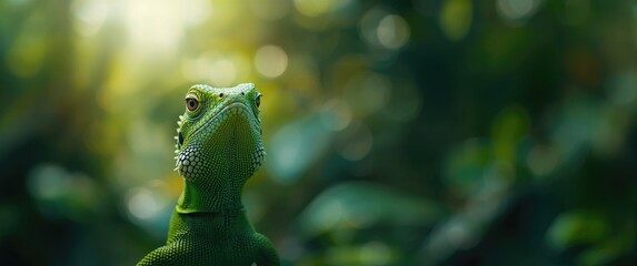 Fototapeta premium Latin name of European green lizard: Lacerta viridis